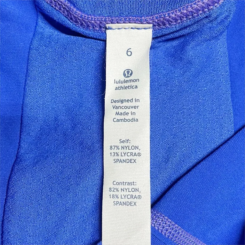 LULULEMON Run Distance Pleated Back Peplum Athletic Tank in Wish Blue Size 6